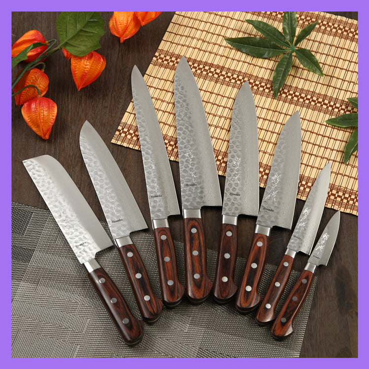 [Open-Box] Syosaku Japanese Chef Knife Hammered Damascus VG-10 16 Layer Mahogany Handle, Gyuto 8.3-inch (210mm) - ships from California - Syosaku-Japan