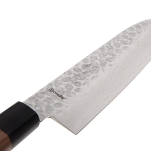 [Open-Box] Syosaku Japanese Multi-Purpose Chef Knife Hammered Damascus VG-10 46 Layer Octagonal Walnut Handle, Santoku 7-inch (180mm) - ships from California - Syosaku-Japan