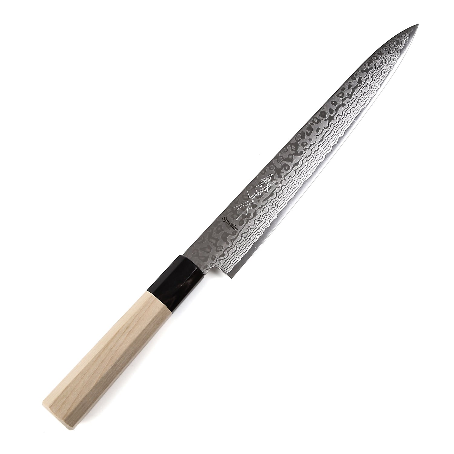 [Open-Box] Syosaku Japanese Sujihiki Knife Damascus ZA18 69 Layer Octagonal Magnolia Wood Handle, Slicer 9.5-inch (240mm) - ships from California