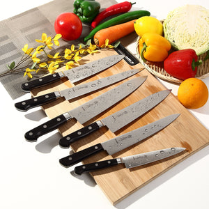 Syosaku Japanese Multi Purpose Best Sharp Kitchen Chef Knife INOX AUS-8A Stainless Steel Black Pakkawood Handle, Santoku 7-inch (180mm)