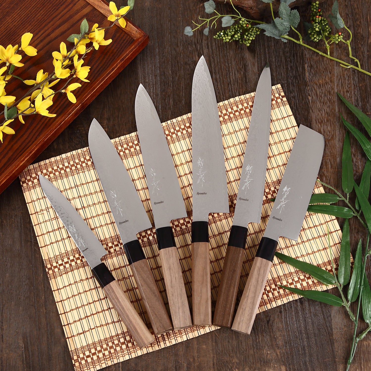 Syosaku Japanese Best Sharp Kitchen Chef Knife Damascus ZA18 69 Layer Octagonal Walnut Handle, Gyuto 9.5-inch (240mm)