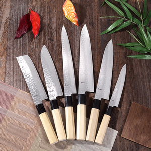 Syosaku Japanese Best Sharp Kitchen Chef Knife Hammered Damascus VG-10 46 Layer Octagonal Magnolia Wood Handle, Gyuto 8.3-inch (210mm)