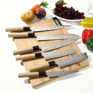 Syosaku Japanese Best Sharp Kitchen Chef Knife Hammered Damascus VG-10 46 Layer Octagonal Magnolia Wood Handle, Gyuto 8.3-inch (210mm)