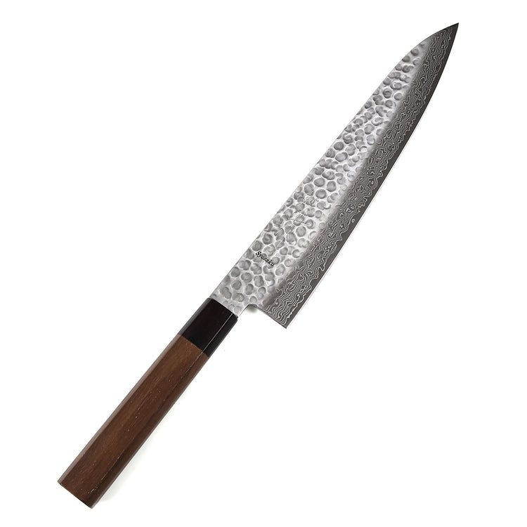 Syosaku Japanese Best Sharp Kitchen Chef Knife Hammered Damascus VG-10 46 Layer Octagonal Walnut Handle, Gyuto 9.5-inch (240mm) - Syosaku-Japan