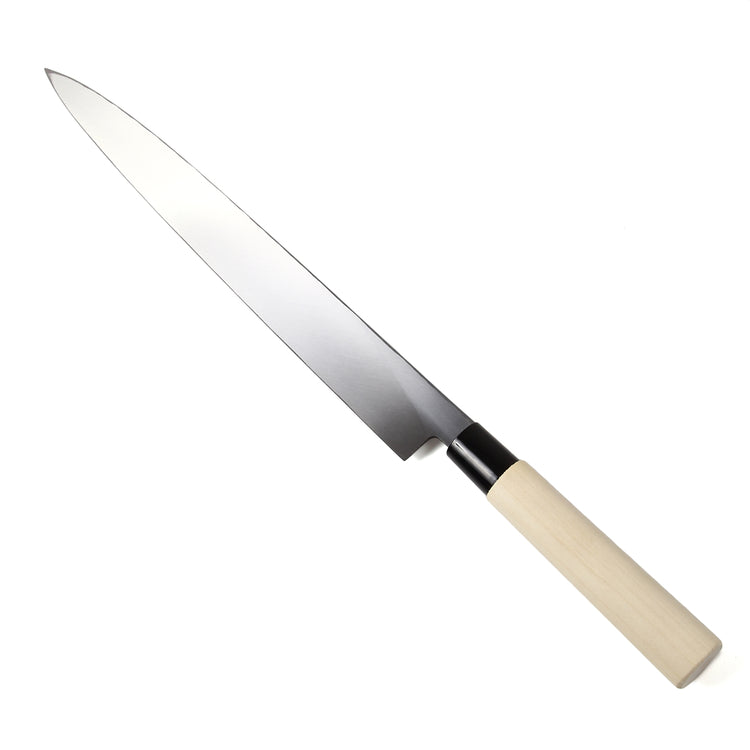 Syosaku Japanese Sushi Sashimi Best Sharp Kitchen Chef Knife Kigami(Yellow Steel)-No.2 D-Shape Magnolia Wood Handle, Yanagiba 13-inch (330mm) - Syosaku-Japan