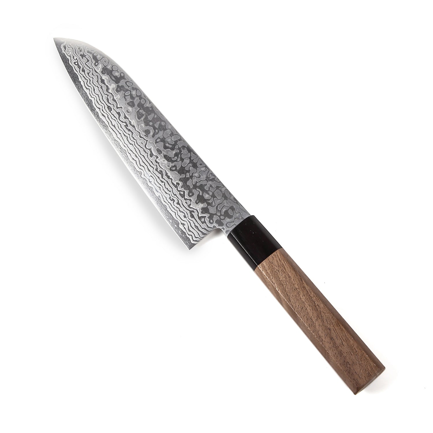 Syosaku Japanese Multi Purpose Best Sharp Kitchen Chef Knife Damascus ZA18 69 Layer Octagonal Walnut Handle, Santoku 7-inch (180mm) - Syosaku-Japan