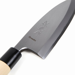 Syosaku Japanese Sushi Fillet Best Sharp Kitchen Chef Knife Kigami(Yellow Steel)-No.2 D-Shape Magnolia Wood Handle, Deba 6-inch (150mm) - Syosaku-Japan