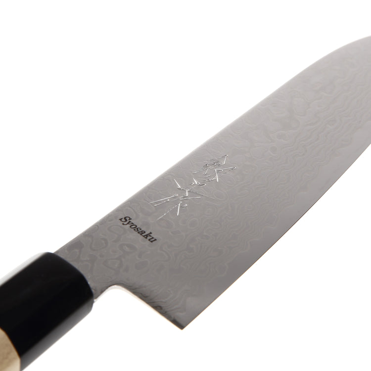 Syosaku Japanese Multi Purpose Best Sharp Kitchen Chef Knife Damascus ZA18 69 Layer Octagonal Magnolia Wood Handle, Santoku 7-inch (180mm) - Syosaku-Japan