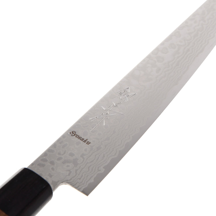 Syosaku Japanese Sujihiki Best Sharp Kitchen Chef Knife Damascus ZA18 69 Layer Octagonal Walnut Handle, Slicer 9.5-inch (240mm) - Syosaku-Japan