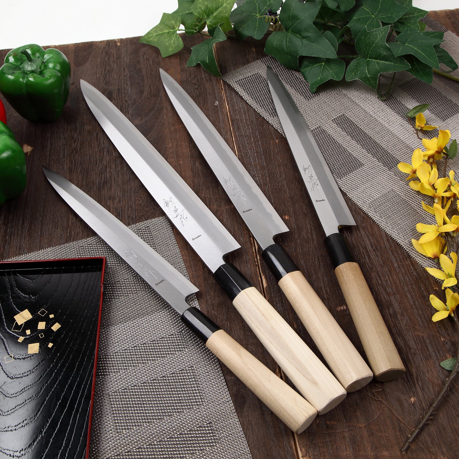 Syosaku Japanese Sushi Sashimi Best Sharp Kitchen Chef Knife Shiroko(White Steel)-No.2 D-Shape Magnolia Wood Handle, Yanagiba 9.5-inch (240mm) - Syosaku-Japan