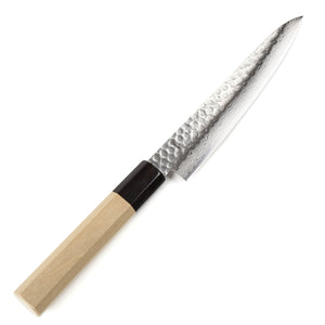 Syosaku Japanese Petty Best Sharp Kitchen Chef Knife Hammered Damascus VG-10 46 Layer Octagonal Magnolia Wood Handle, 6-inch (150mm) - Syosaku-Japan