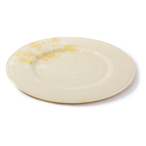 Syosaku Japanese Urushi Glass Charger Plate 13.9-inch (35cm) Light Beige with Gold Leaf, Dishwasher Safe - Syosaku-Japan