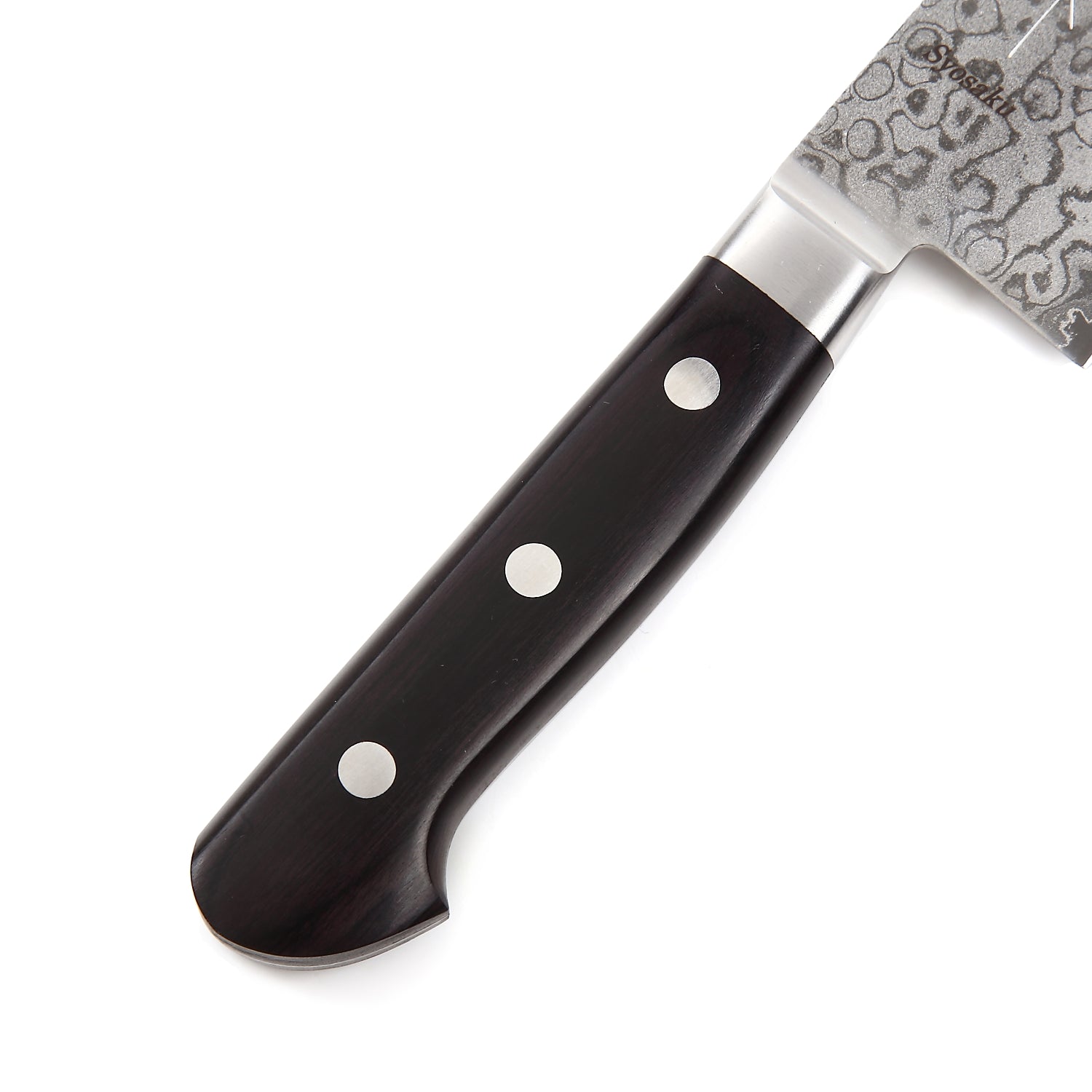 Syosaku Japanese Multi Purpose Best Sharp Kitchen Chef Knife Shaded Damascus VG-10 16 Layer Black Pakkawood Handle, Santoku 6.5-inch (165mm) - Syosaku-Japan