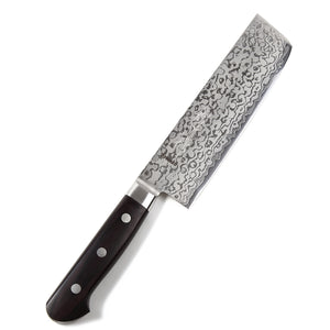 Syosaku Japanese Vegetable Best Sharp Kitchen Chef Knife Shaded Damascus VG-10 16 Layer Black Pakkawood Handle, Nakiri 6.3-inch (160mm) - Syosaku-Japan