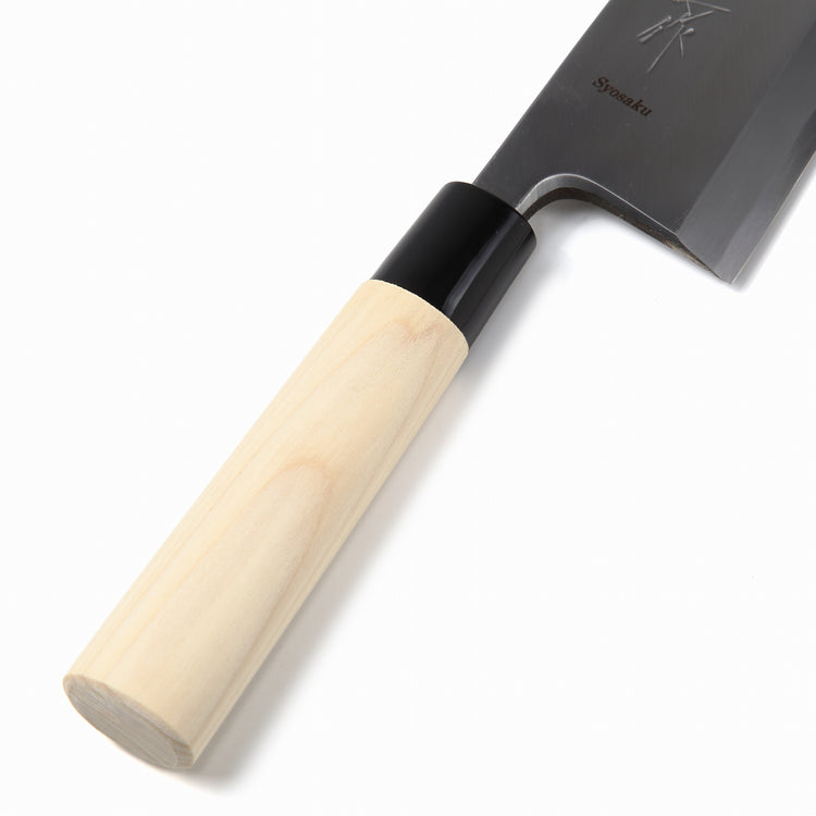 Syosaku Japanese Sushi Fillet Best Sharp Kitchen Chef Knife Kigami(Yellow Steel)-No.2 D-Shape Magnolia Wood Handle, Deba 7-inch (180mm) - Syosaku-Japan