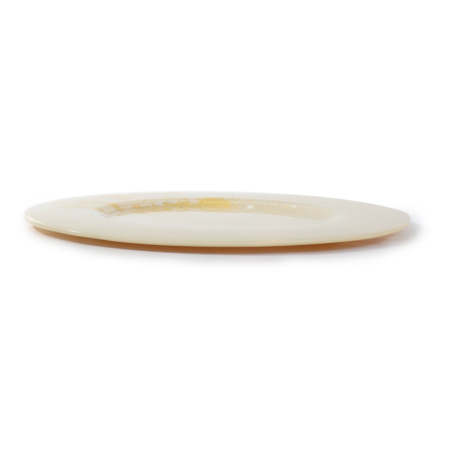 Syosaku Japanese Urushi Glass Charger Plate 13.9-inch (35cm) Light Beige with Gold Leaf, Dishwasher Safe - Syosaku-Japan