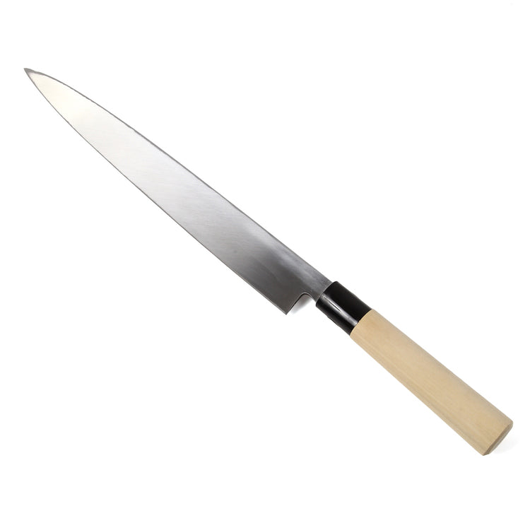 Syosaku Japanese Sushi Sashimi Best Sharp Kitchen Chef Knife Kigami(Yellow Steel)-No.2 D-Shape Magnolia Wood Handle, Yanagiba 10.5-inch (270mm) - Syosaku-Japan