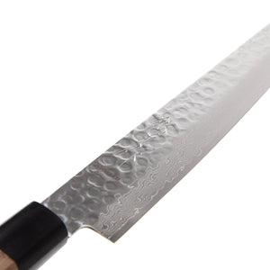 Syosaku Japanese Sujihiki Best Sharp Kitchen Chef Knife Hammered Damascus VG-10 46 Layer Octagonal Walnut Handle, Slicer 9.5-inch (240mm) - Syosaku-Japan