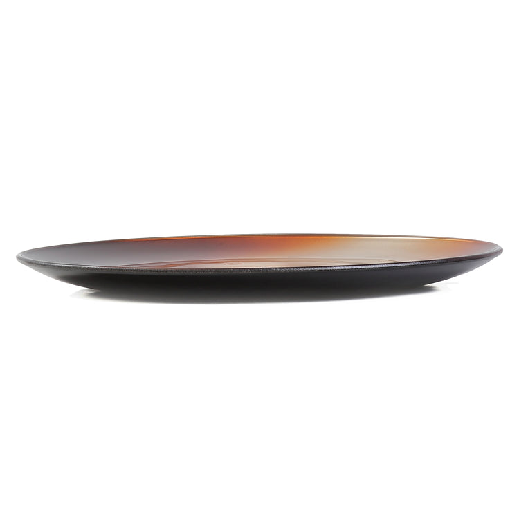 Syosaku Japanese Urushi Glass Flat Dinner Plate 11-inch (28cm) Gradation Brown, Dishwasher Safe - Syosaku-Japan