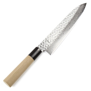 Syosaku Japanese Best Sharp Kitchen Chef Knife Hammered Damascus VG-10 46 Layer D-Shape Magnolia Wood Handle, Gyuto 9.5-inch (240mm) - Syosaku-Japan