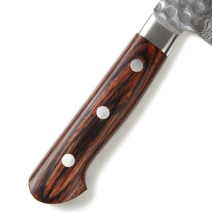 Syosaku Japanese Multi-Purpose Best Sharp Kitchen Chef Knife Hammered Damascus VG-10 16 Layer Mahogany Handle, Santoku 7-inch (180mm) - Syosaku-Japan