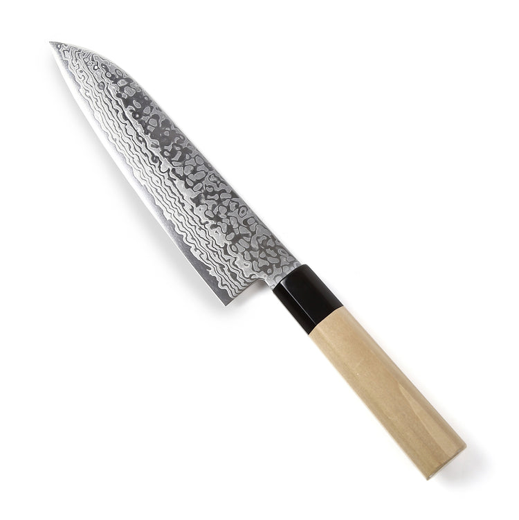 Syosaku Japanese Multi Purpose Best Sharp Kitchen Chef Knife Damascus ZA18 69 Layer Octagonal Magnolia Wood Handle, Santoku 7-inch (180mm) - Syosaku-Japan