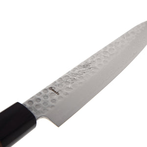 Syosaku Japanese Petty Best Sharp Kitchen Chef Knife Hammered Damascus VG-10 46 Layer Octagonal Walnut Handle, 6-inch (150mm) - Syosaku-Japan