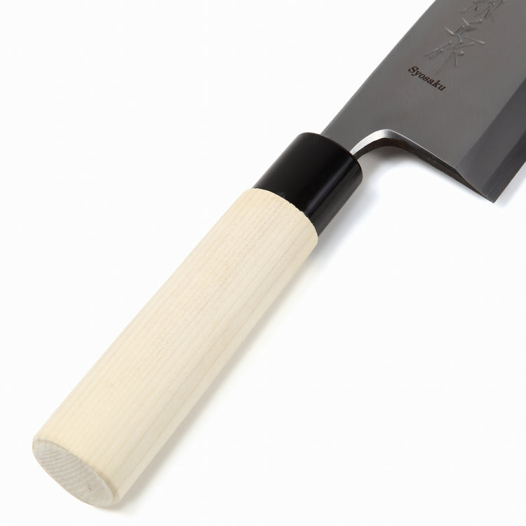 Syosaku Japanese Sushi Fillet Best Sharp Kitchen Chef Knife Kigami(Yellow Steel)-No.2 D-Shape Magnolia Wood Handle, Deba 7.7-inch (195mm) - Syosaku-Japan