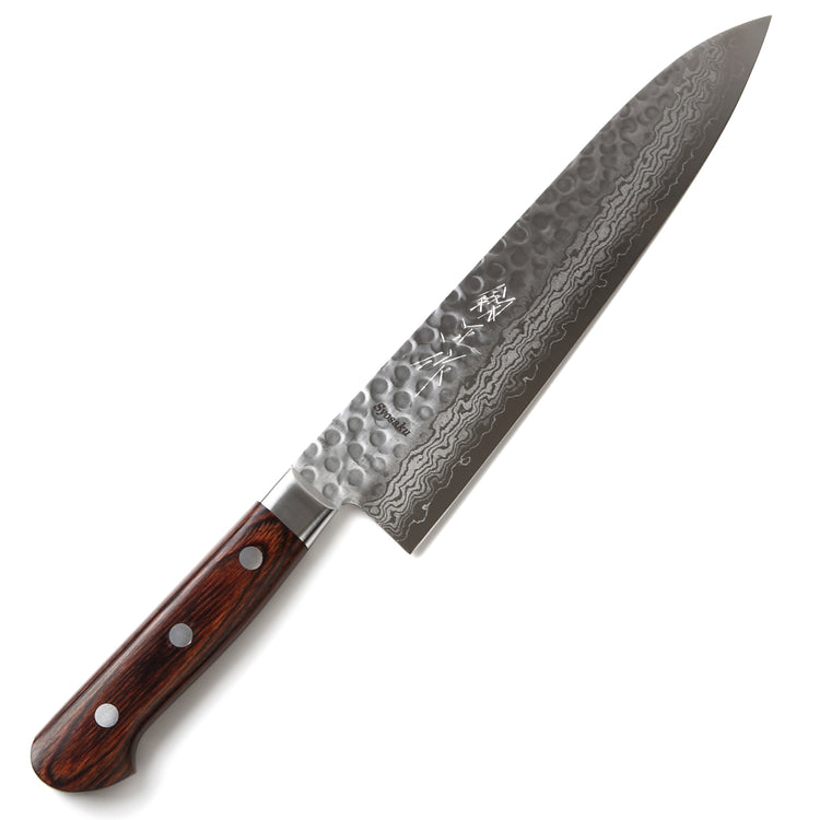 Syosaku Japanese Best Sharp Kitchen Chef Knife Hammered Damascus VG-10 16 Layer Mahogany Handle, Gyuto 9.5-inch (240mm) - Syosaku-Japan