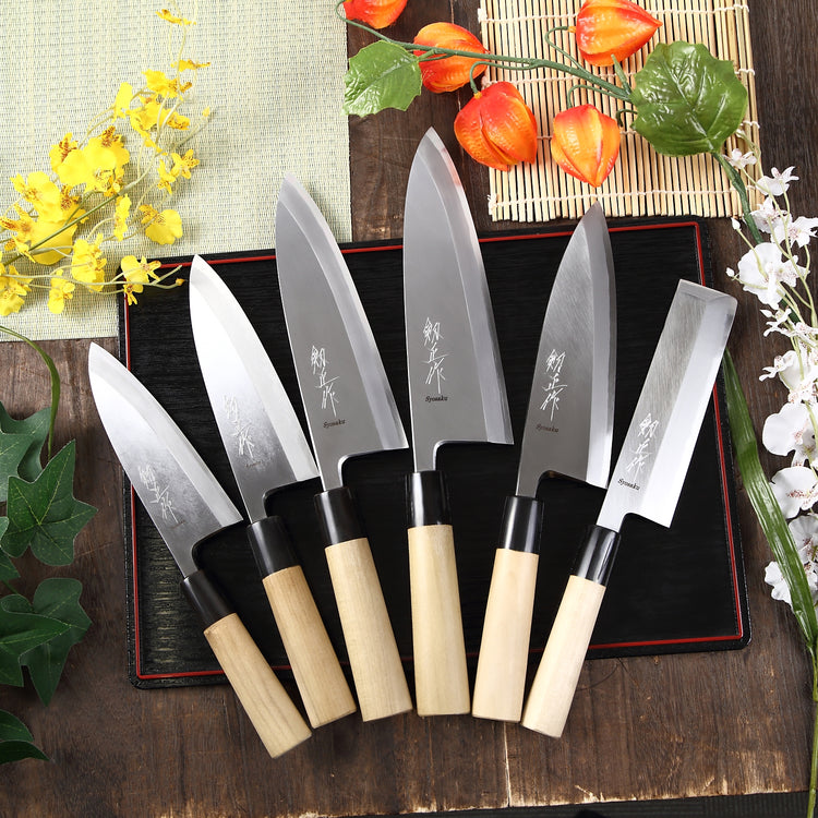 Syosaku Japanese Sushi Fillet Best Sharp Kitchen Chef Knife Shiroko(White Steel)-No.2 D-Shape Magnolia Wood Handle, Deba 7.7-inch (195mm) - Syosaku-Japan