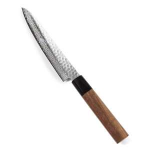 Syosaku Japanese Petty Best Sharp Kitchen Chef Knife Hammered Damascus VG-10 46 Layer Octagonal Walnut Handle, 6-inch (150mm) - Syosaku-Japan