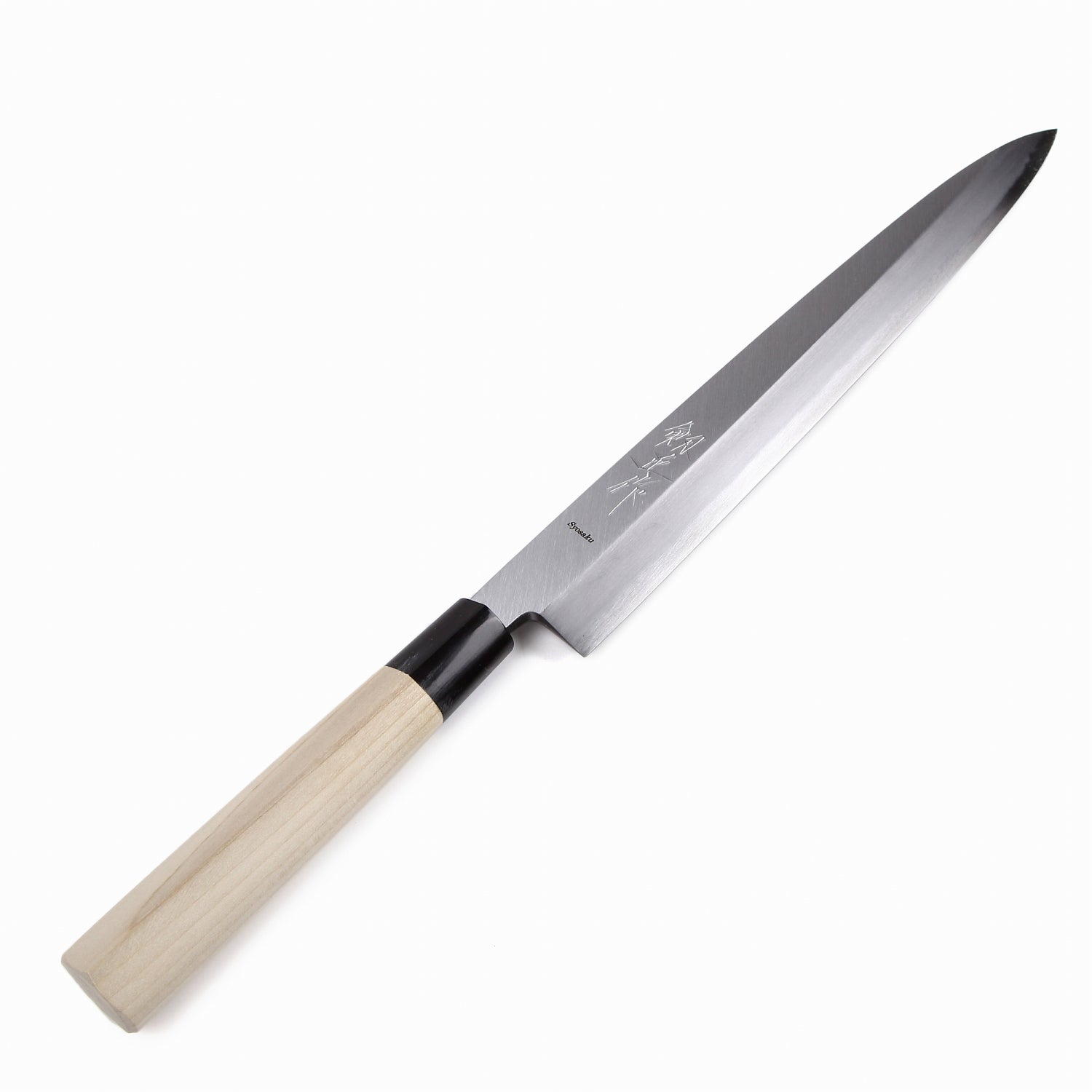 Syosaku Japanese Sushi Sashimi Best Sharp Kitchen Chef Knife Shiroko(White Steel)-No.2 D-Shape Magnolia Wood Handle, Yanagiba 13-inch (330mm) - Syosaku-Japan