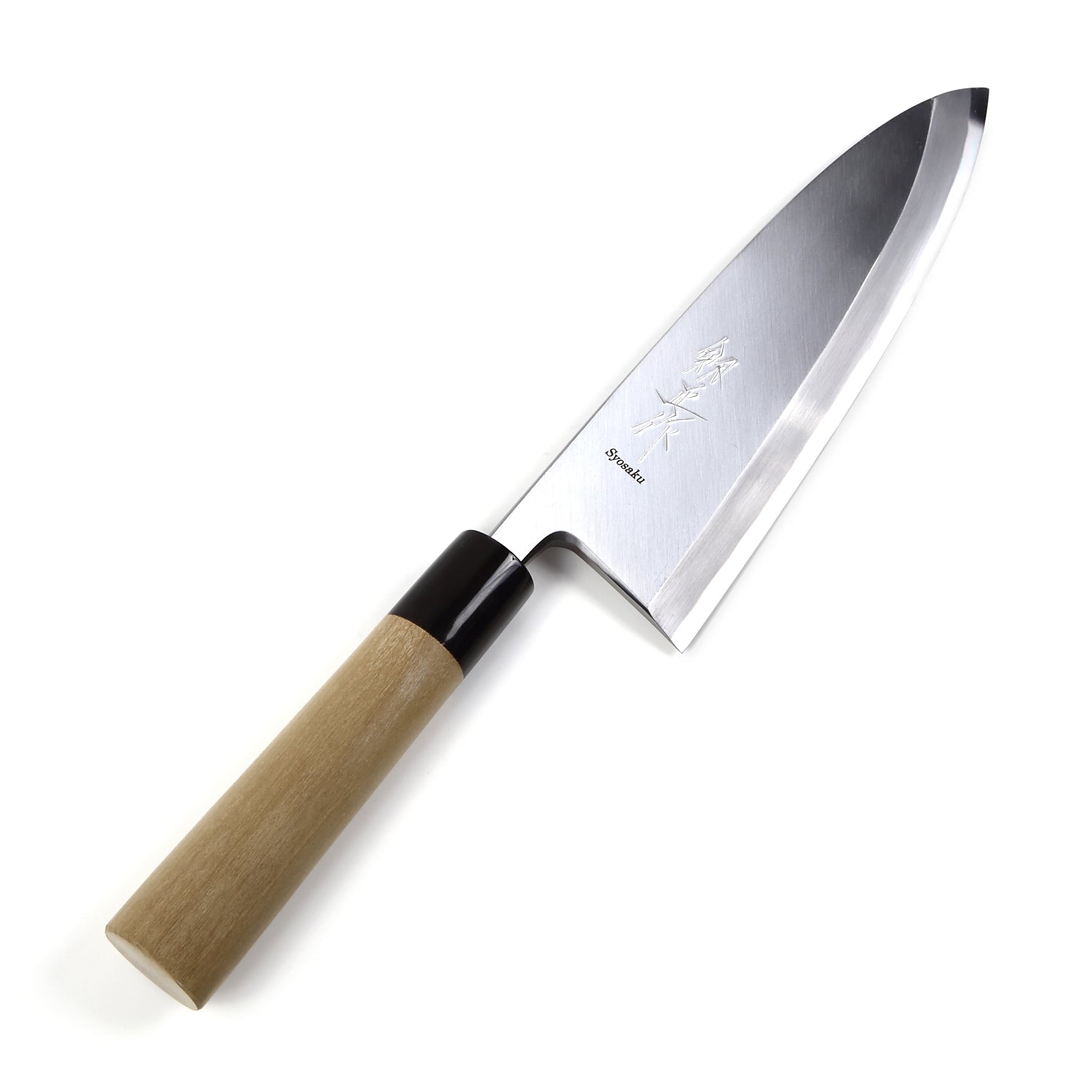 Syosaku Japanese Sushi Fillet Best Sharp Kitchen Chef Knife Shiroko(White Steel)-No.2 D-Shape Magnolia Wood Handle, Deba 8.3-inch (210mm) - Syosaku-Japan