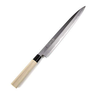 Syosaku Japanese Sushi Sashimi Best Sharp Kitchen Chef Knife Kigami(Yellow Steel)-No.2 D-Shape Magnolia Wood Handle, Yanagiba 13-inch (330mm) - Syosaku-Japan