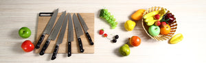 Syosaku Japanese Multi Slicer Best Sharp Kitchen Chef Knife INOX AUS-8A Stainless Steel Black Pakkawood Handle, 8.3-inch (210mm) - Syosaku-Japan