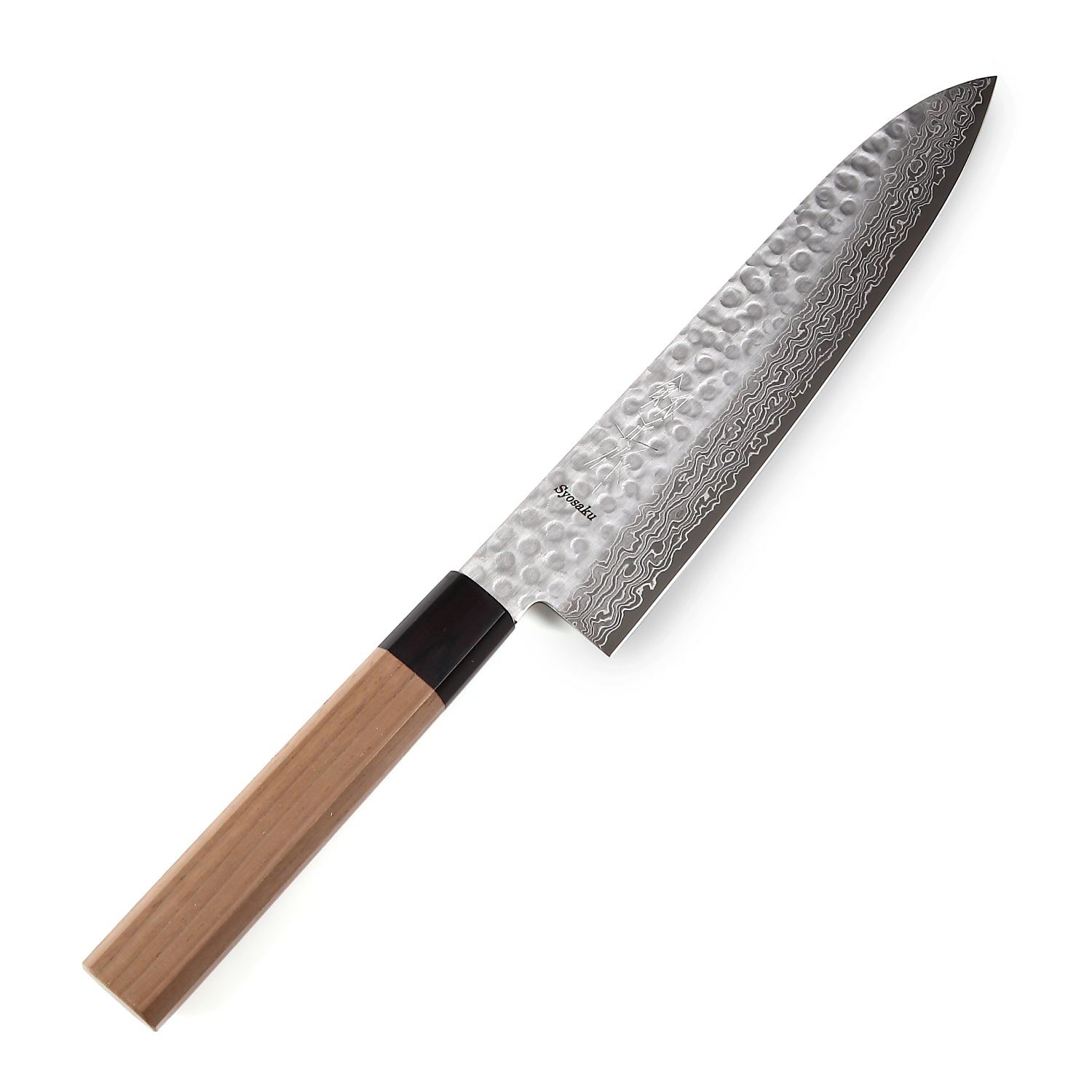 Syosaku Japanese Best Sharp Kitchen Chef Knife Hammered Damascus VG-10 46 Layer Octagonal Walnut Handle, Gyuto 8.3-inch (210mm) - Syosaku-Japan