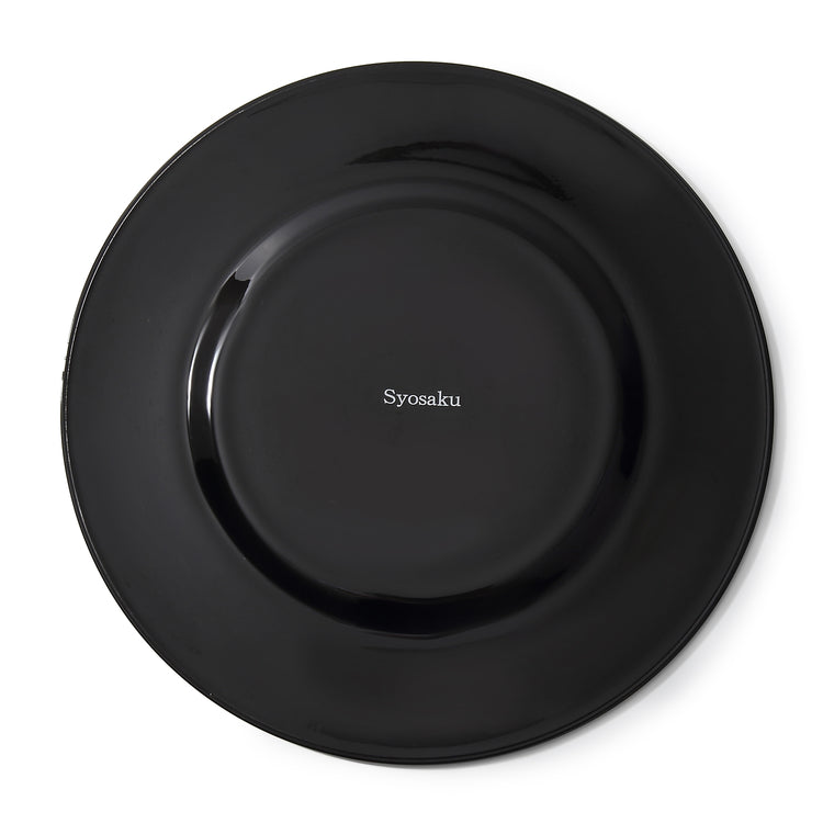 Syosaku Japanese Urushi Glass Charger Plate 13.9-inch (35cm) Jet Black with Gold Leaf, Dishwasher Safe - Syosaku-Japan