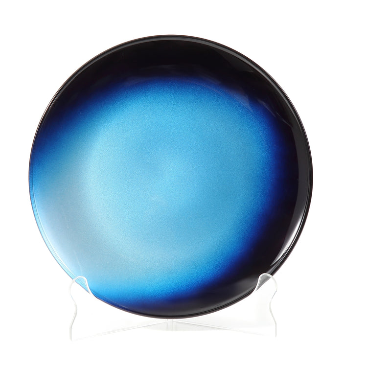 Syosaku Japanese Urushi Glass Flat Dinner Plate 11-inch (28cm) Gradation Blue, Dishwasher Safe - Syosaku-Japan