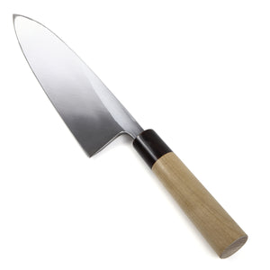 Syosaku Japanese Sushi Fillet Best Sharp Kitchen Chef Knife Shiroko(White Steel)-No.2 D-Shape Magnolia Wood Handle, Deba 7.7-inch (195mm) - Syosaku-Japan